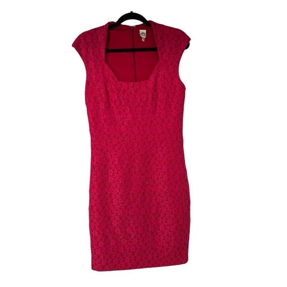 Sangria Pink Floral Lace Cap Sleeve Sheath Dress Sz 10 Women’s